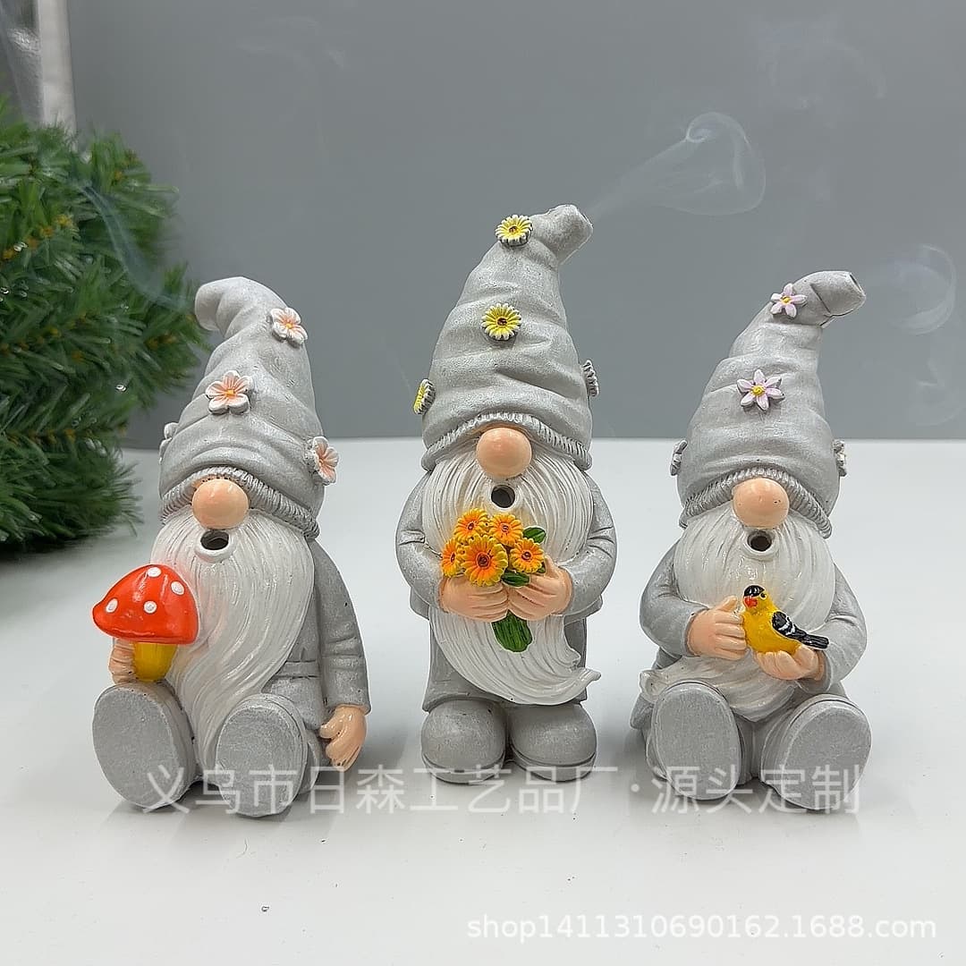 Garden Gnome Resin Statue Ornament Outdoor Garden Decoration Cross-border Home Craft Incense Burner Ornament Source