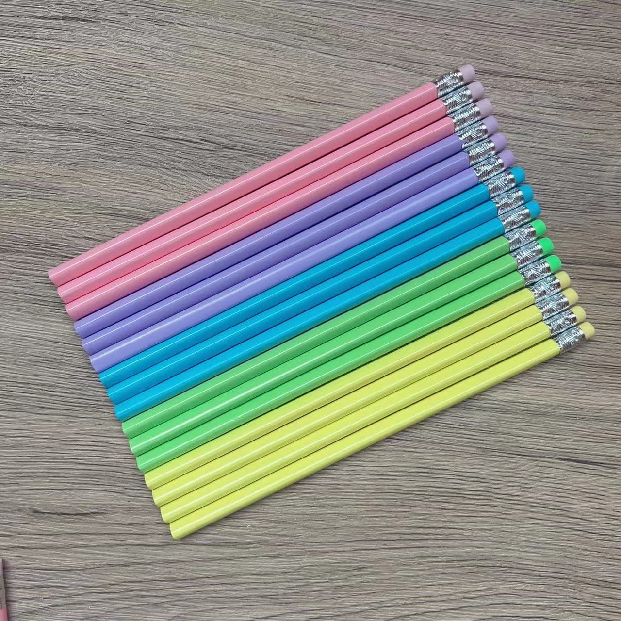 Macaron Triangle Eraser Pencil Ecommerce Engraved Log HB Pencil Colored Children Writing Drawing Supplies Wholesale
