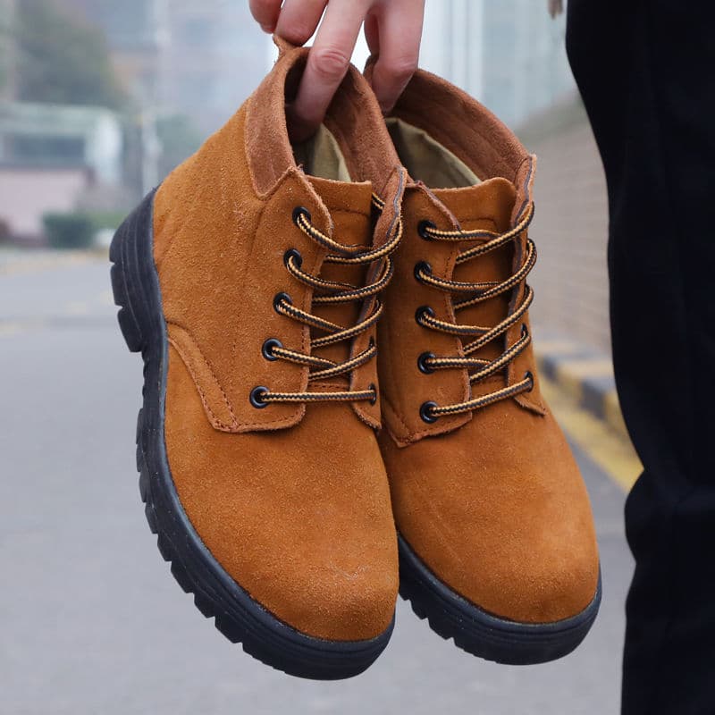 Processed genuine cowhide labor protection shoes men's steel toe anti-slip anti-impact anti-puncture welder shoes breathable work protective shoes