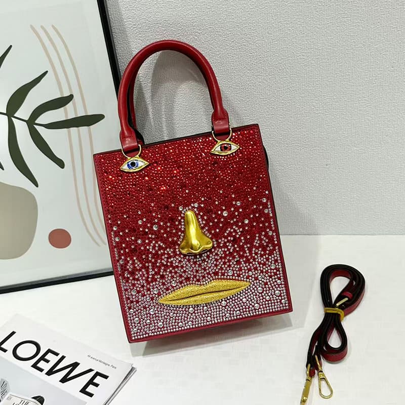 Rhinestone Women's Bag 2026 New Original Style Face Bag Women's Bag Sparkle Handheld Shoulder Bag Light Luxury Creative Shape Bag