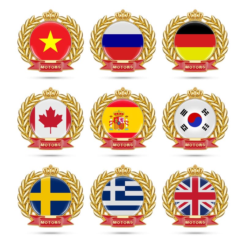 Car 3D car sticker flag modified personalized metal body sticker British, German, French and Italian metal car sticker