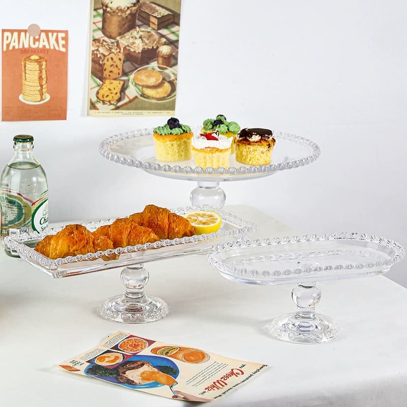 Clear Glass Dessert Stand for Wedding Display, Birthday Cake Serving Tray, Afternoon Tea Plate, Fruit Plate, Cake Plate