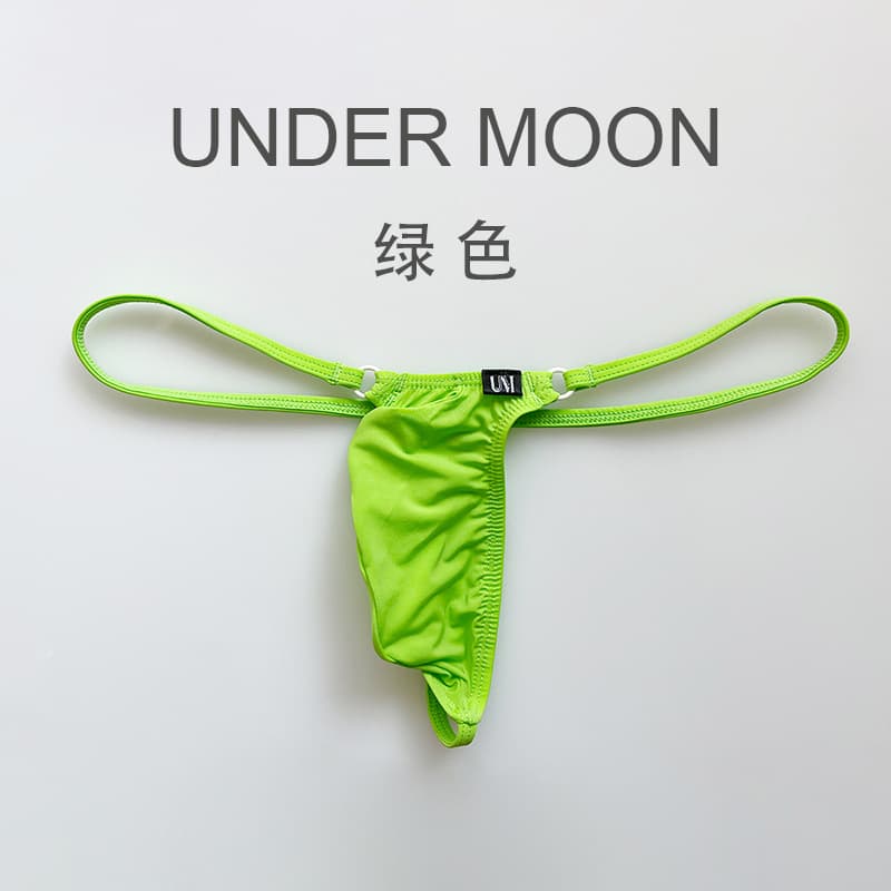 [Factory] Curved Thin Strap Men's Low-Rise Thong Solid Color Ice Silk Wholesale Sexy Men's Thong Underwear T001