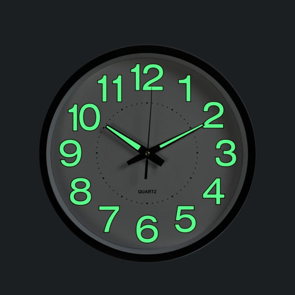 12-Inch 30cm Luminous Wall Clock Fluorescent Bright Quartz Clock Home Decoration Wall Clock