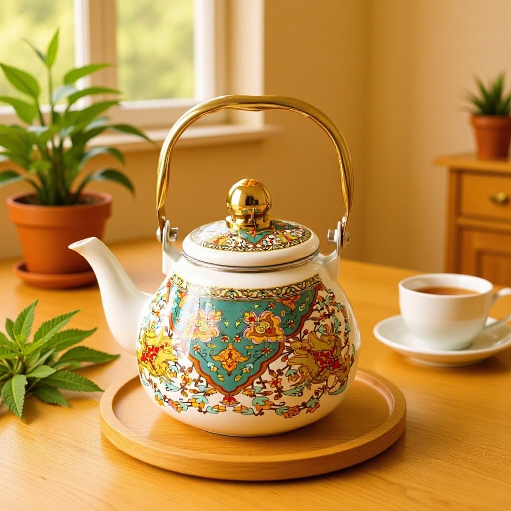 Large Capacity Thick Enamel Water Kettle, Milk Tea Pot, Flat Bottom Pot, Enamel Full Flower Pattern, Universal for Induction Cooker, Tea Kettle, Cold Water Pitcher