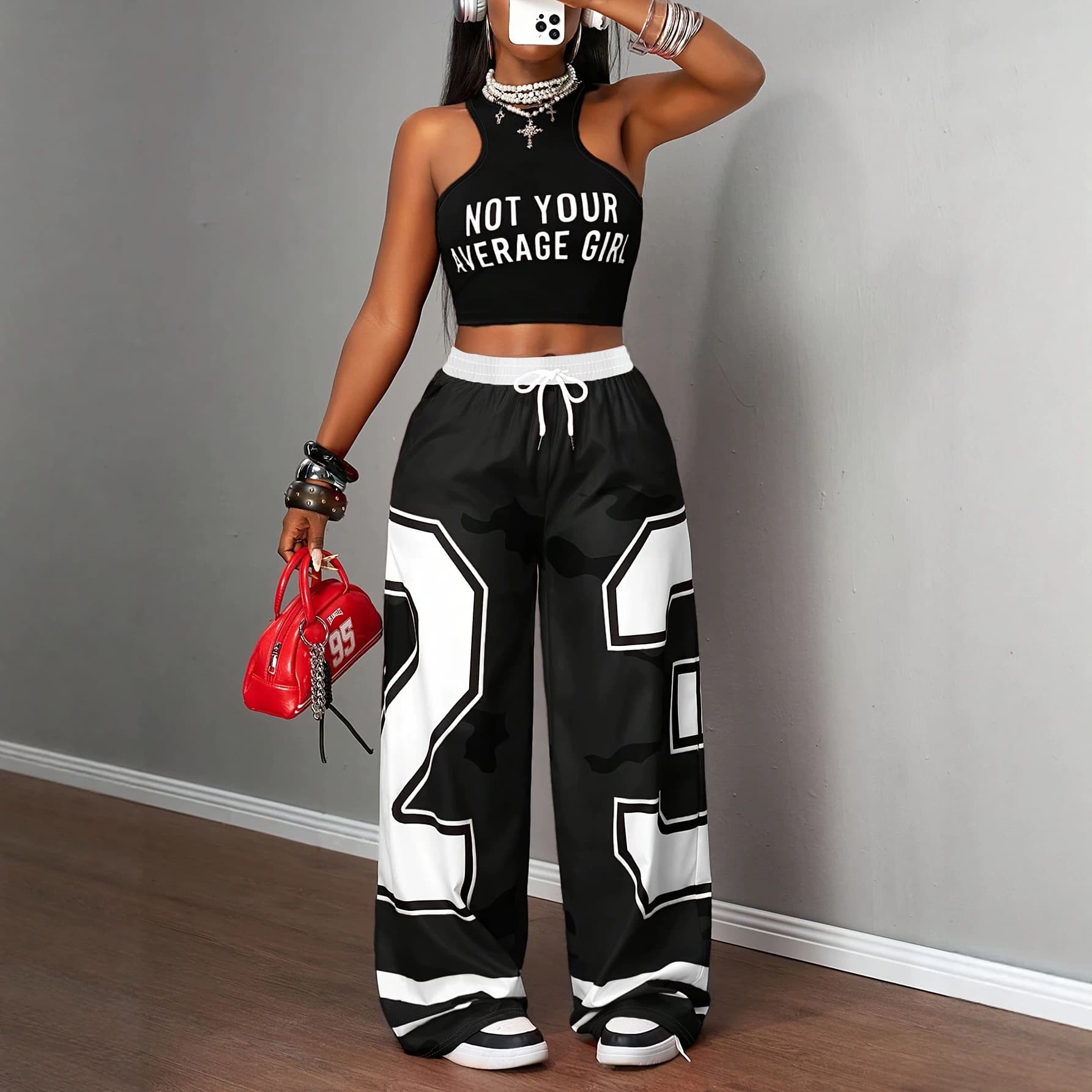 2026 Summer New Arrival AliExpress Cross-border European and American Fashion Short-Sleeve T-Shirt and Long Pants Gradient Print Sporty Casual Set