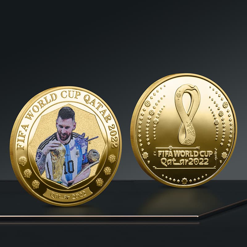2022 Qatar World Cup Commemorative Coins Star Football King Messi Gold and Silver Commemorative Coins Wholesale Fan Collection