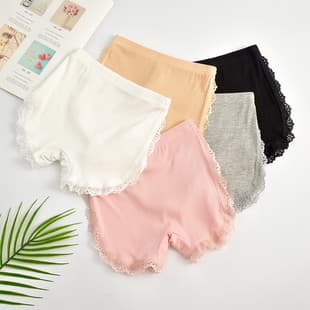 Girls Ribbed Lace 3-Quarter Pants 2x2 Stretch Summer Thin Shorts Baby Leggings Cotton Modal