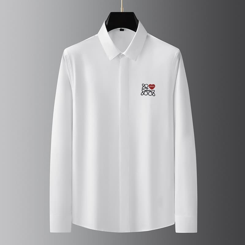 Men's Light Luxury High-End Slim Fit Embroidered Long Sleeve Shirt - European Style Love Rogue Design