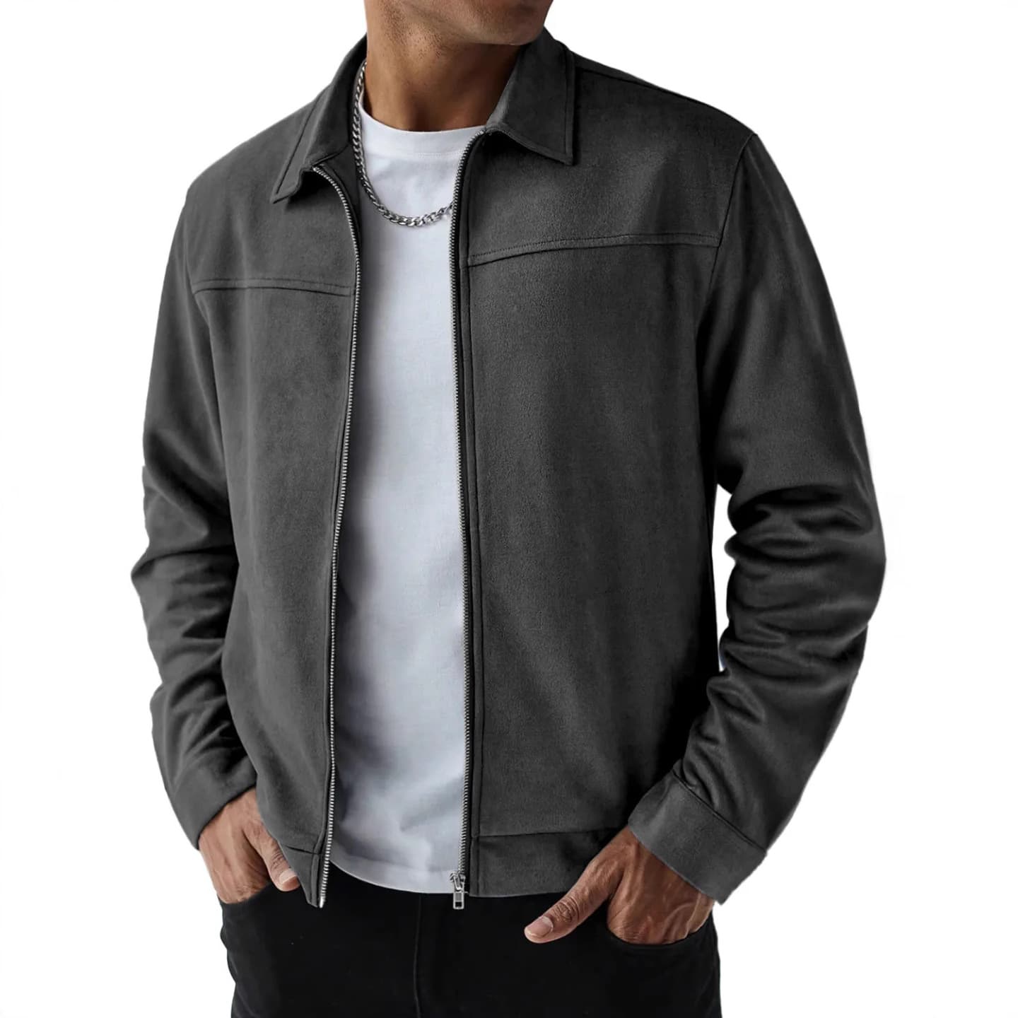 2026 Amazon Independent Site Autumn and Winter New Pocket Men's Suede Casual Versatile Long-Sleeve Jacket Men's Clothing