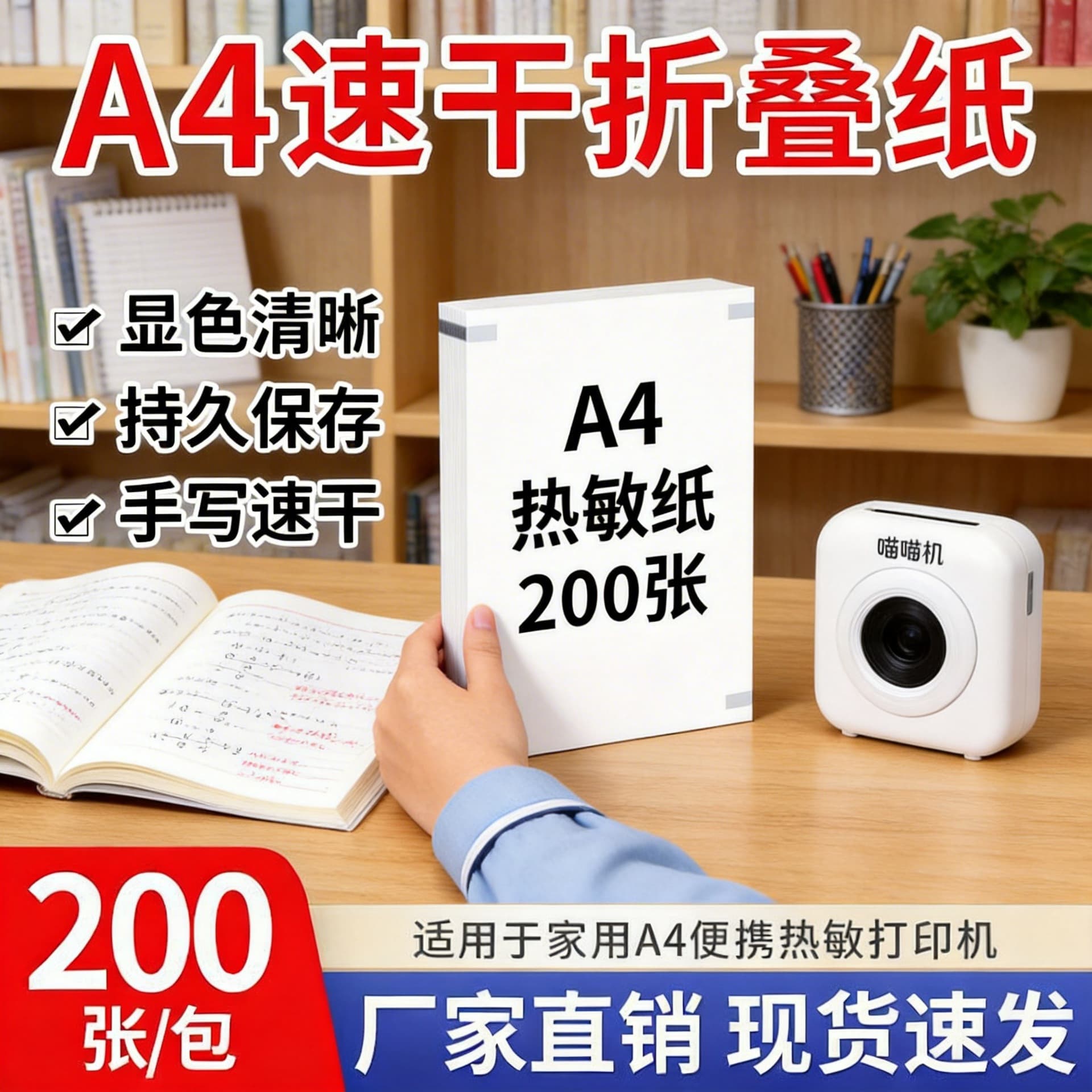 A4 Thermal Folding Paper, Official Printing Paper 210mm, Special Paper for Wrong Questions, Quick-Drying Paper, Meow Machine Paper