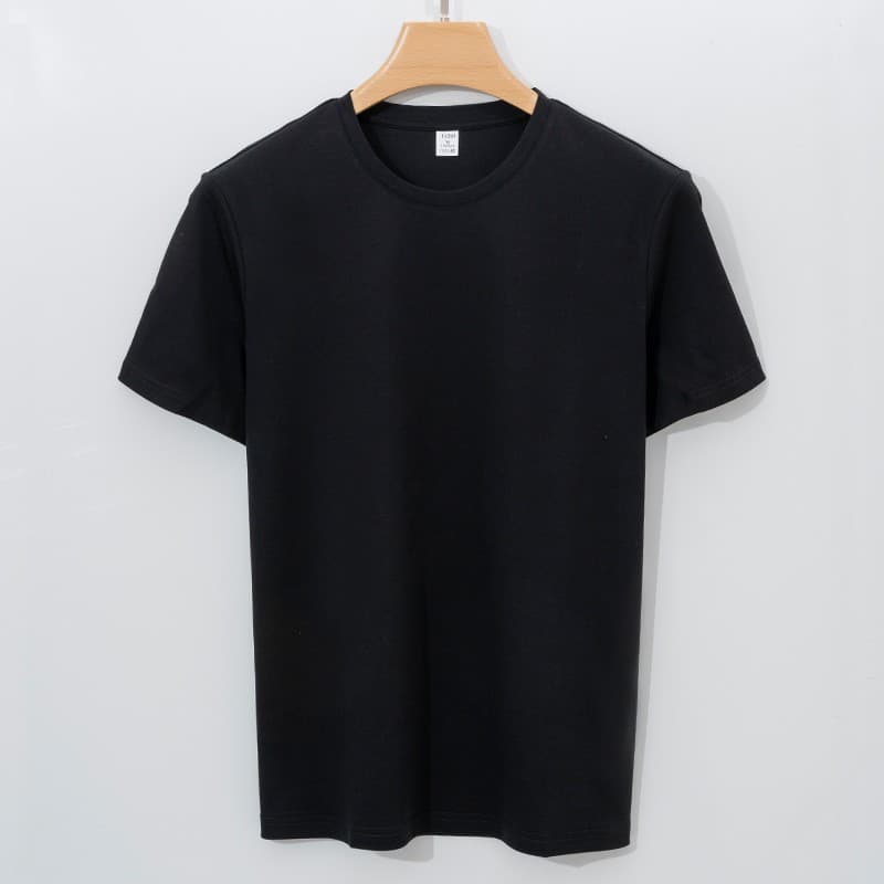 Cross-border 120-count Double-sided Liquid Ammonia Mercerized Cotton T-shirt Men's Short Sleeve Round Neck Solid Color Long-staple Cotton Men's T-shirt