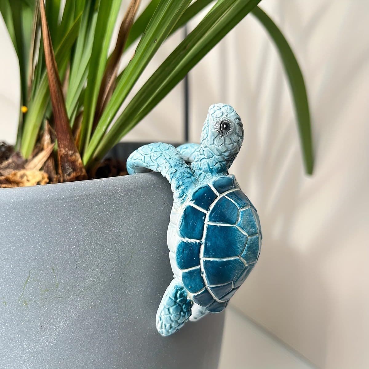Cross-border Hot-selling Creative Cute Little Sea Turtle Resin Statue Garden Flower Pot Decoration Home Simulation Animal Ornament
