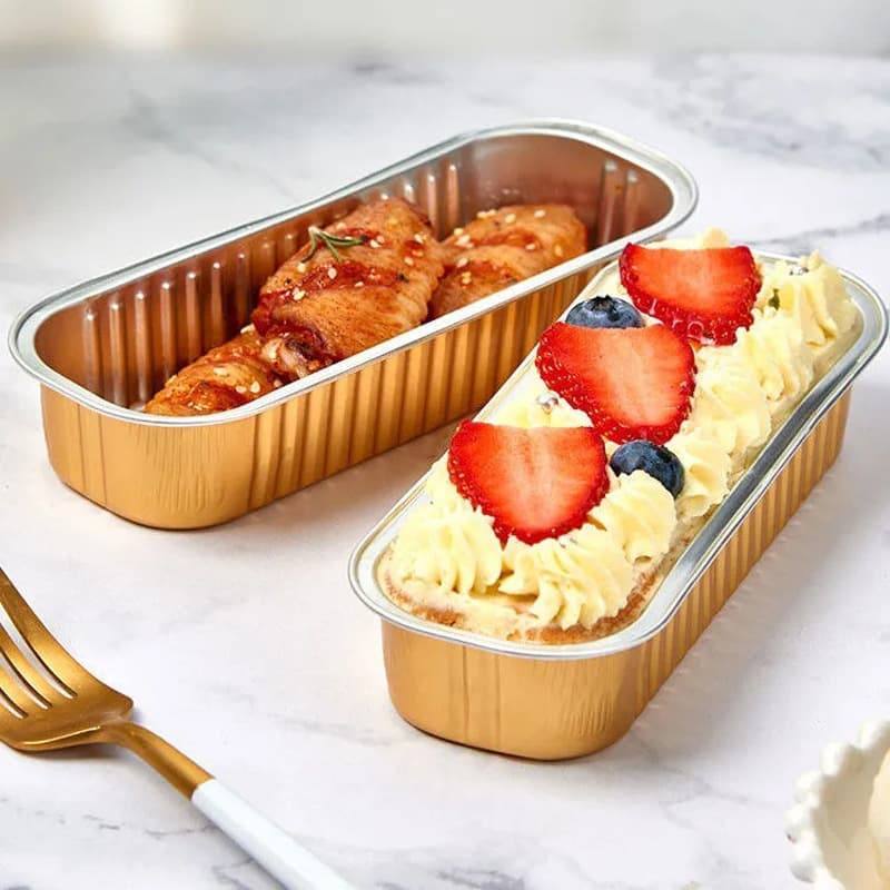 Pack of 50 pieces, cheese grilled durian box, baked sweet potato sushi tin foil box, rectangular pudding cup, special for air fryer