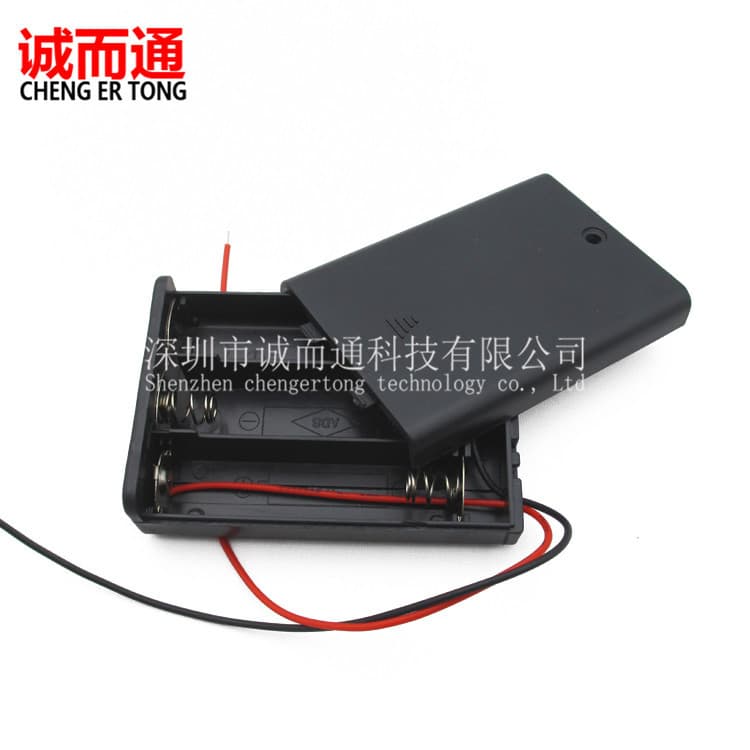 3x AA Battery Holder with Cover, Wired with Switch, 2AA Batteries, 4.5V Series, Three AA Battery Case