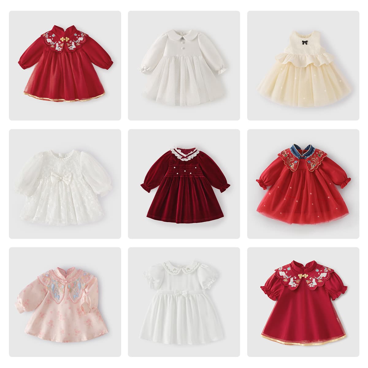 [Antibacterial] Baby Princess Dress Infant Toddler Birthday Outfit Gift Box Set Girl Red Dress Summer