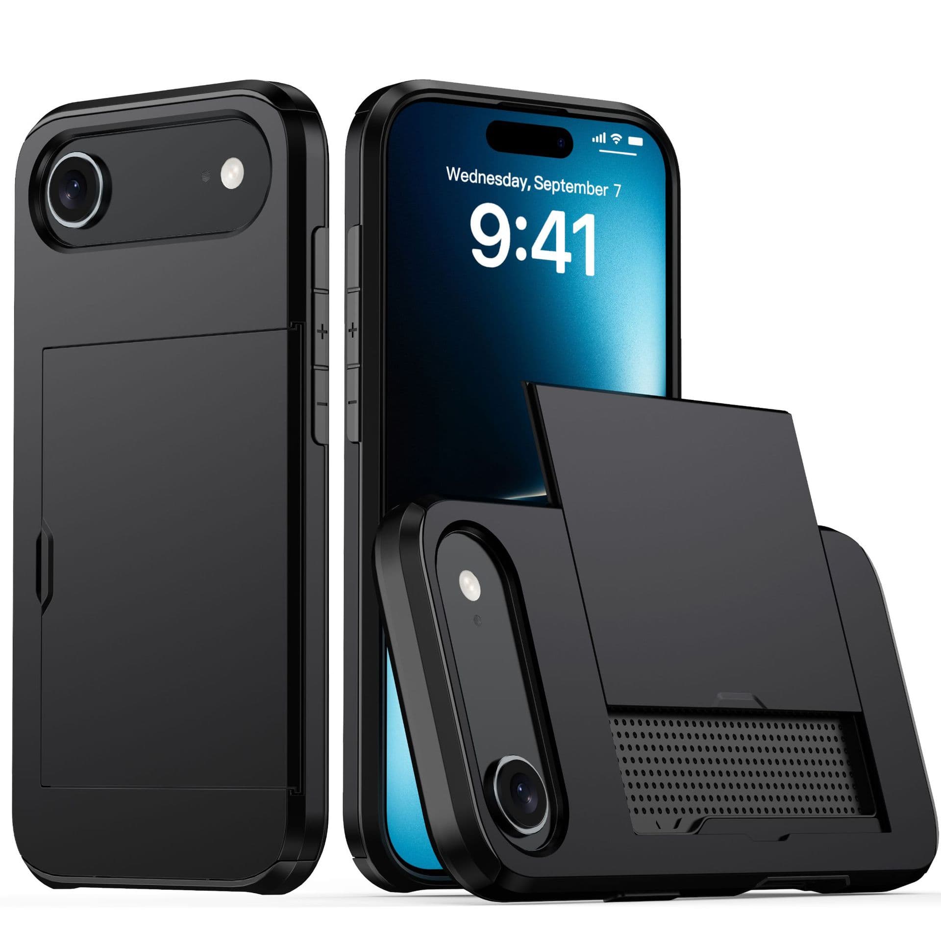 New Card Slot Case for iPhone 17 Air SGP, Apple iPhone 17 Pro Push-Card Slide Phone Case