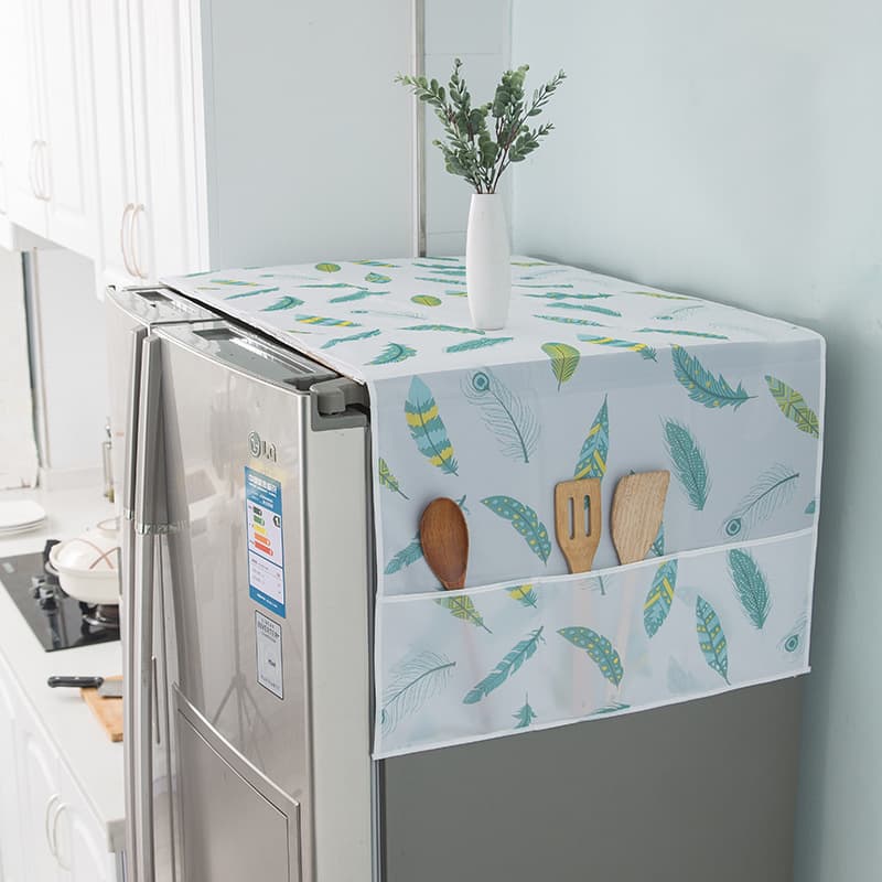 PEVA Refrigerator Dust Cover, Waterproof Storage Bag for Single or Double Door Refrigerators, Fabric Household Use