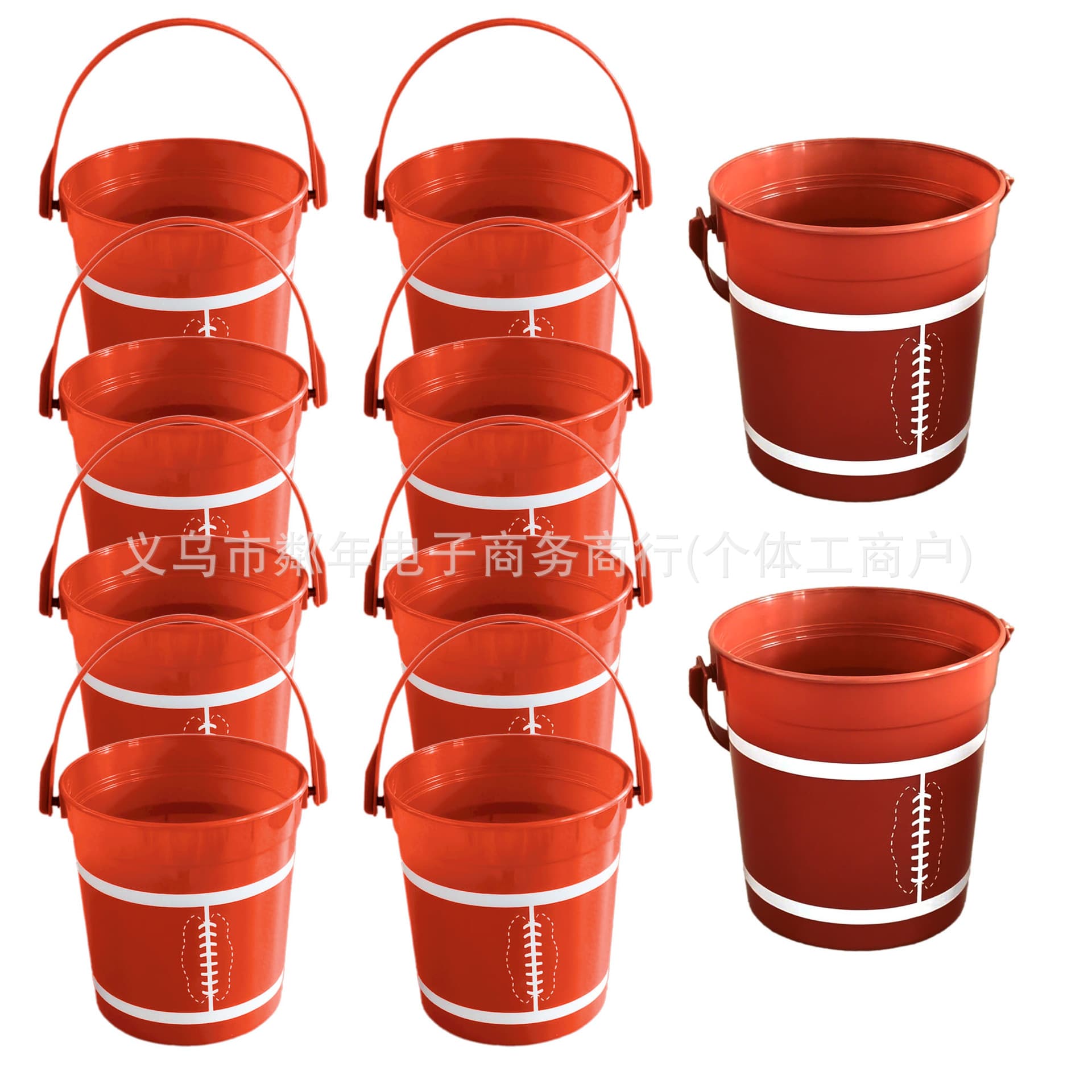 American Football Plastic Bucket with Handle 32 Ounces Multifunctional for Football Party Snack Bucket Rum Mixing Bucket
