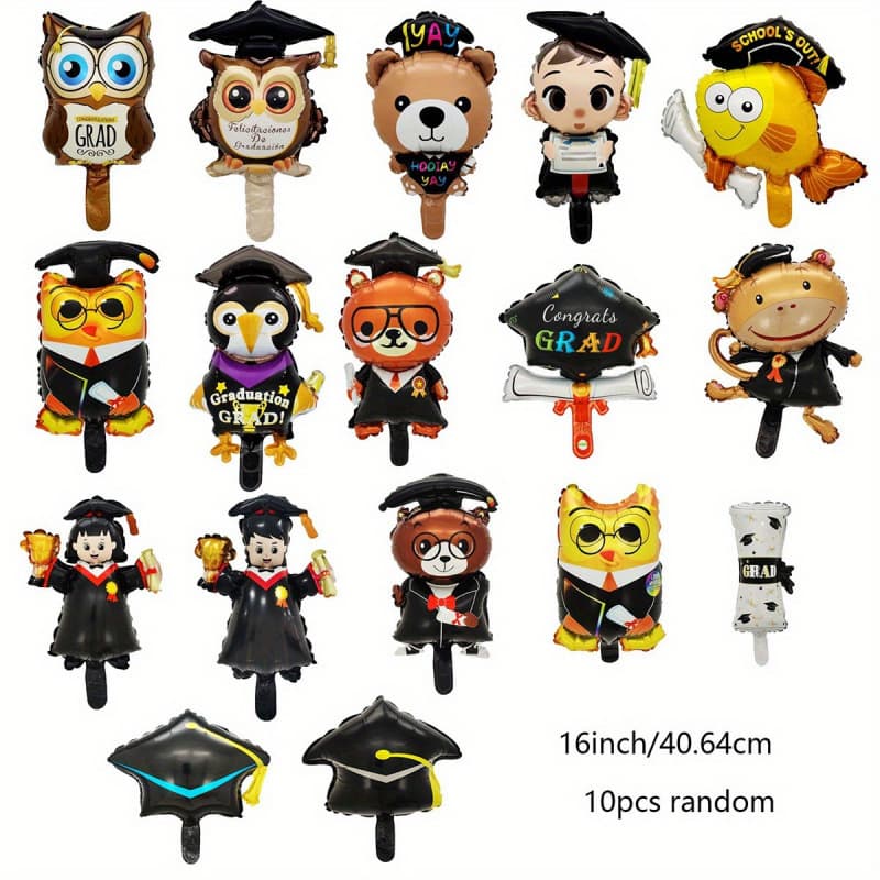 Cross-border Standing Graduation Aluminum Foil Balloon Graduation Certificate Bear Base Owl GRAD Graduation Cap Koala Wholesale