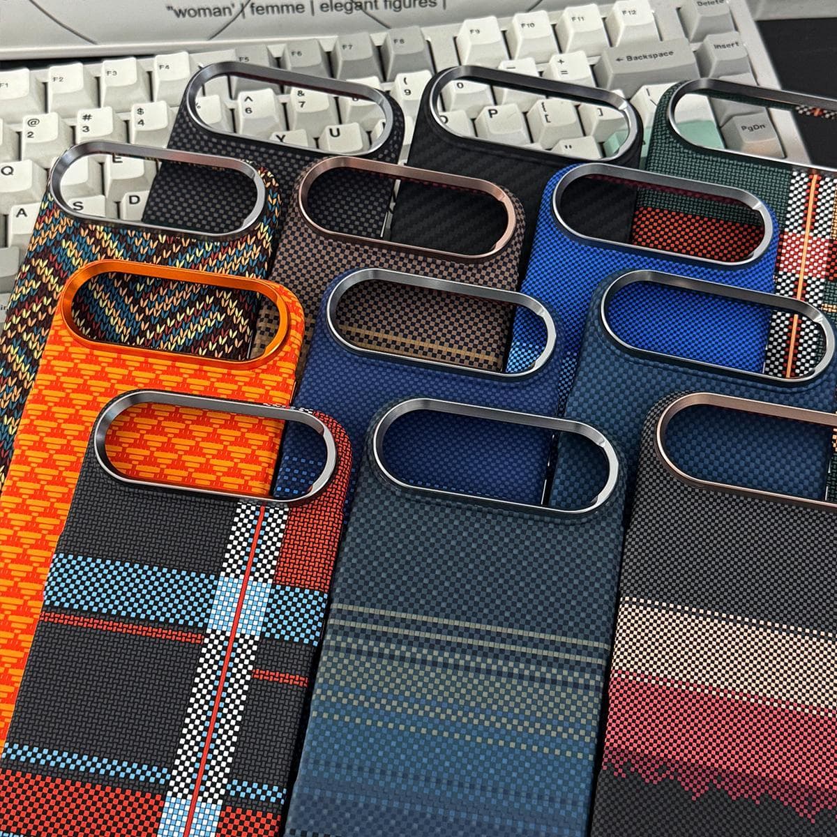 Skin-Feel Kevlar Magnetic Phone Case for iPhone 18 PRO MAX Sunset Plaid, Full Coverage for Apple 17 AIR