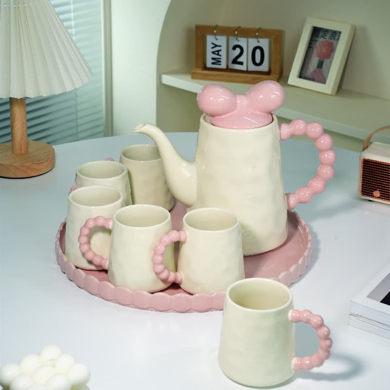 Creative Ceramic Cup with Pot, High-Aesthetic Water Cup for Home Living Room, Housewarming Gift Box, Afternoon Tea Set Wholesale