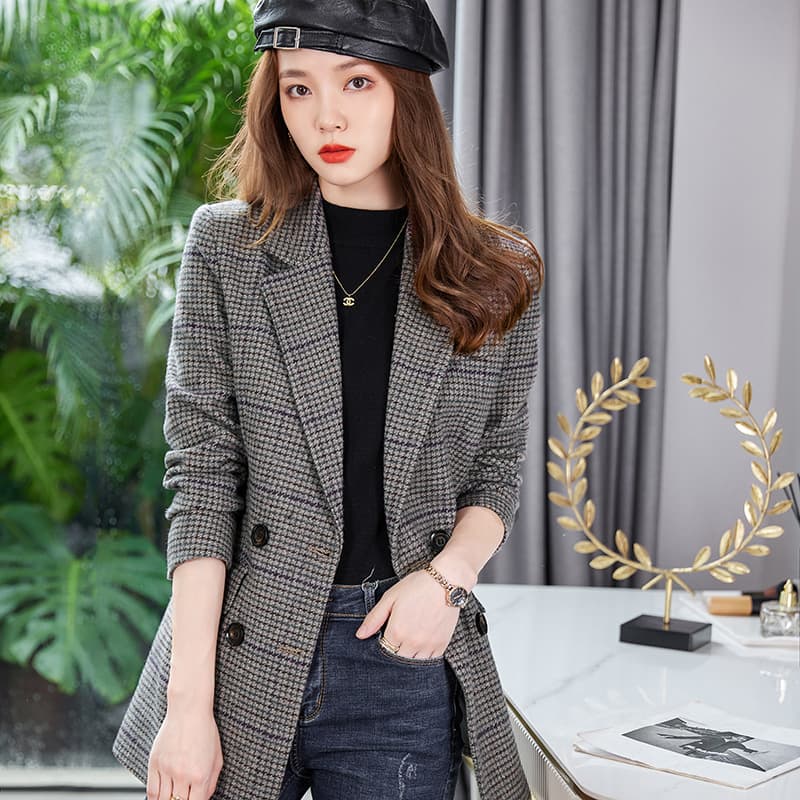 High-Quality Long-Sleeve Women's Wool Jacket, Interview Dress, Coat Set for Women's Business Office