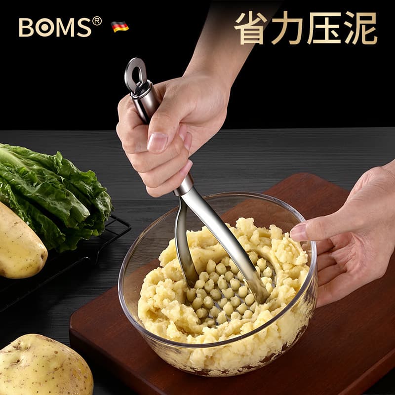 304 Stainless Steel Thickened Potato Masher, Home Manual Multi-Function Baby Food Masher, Fruit Juicer