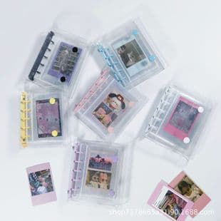 M5 5-Hole Candy Color Tri-Fold Loose-Leaf Photo Album, Small Notebook DIY Card Album, Photo Storage Book