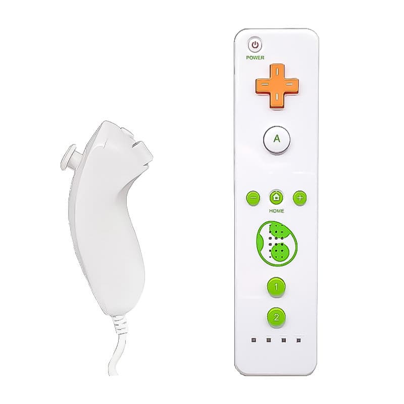 Wii Remote Controller Left Right Handles Built-in Accelerator 2-in-1 White Green Left Right Bare Handles