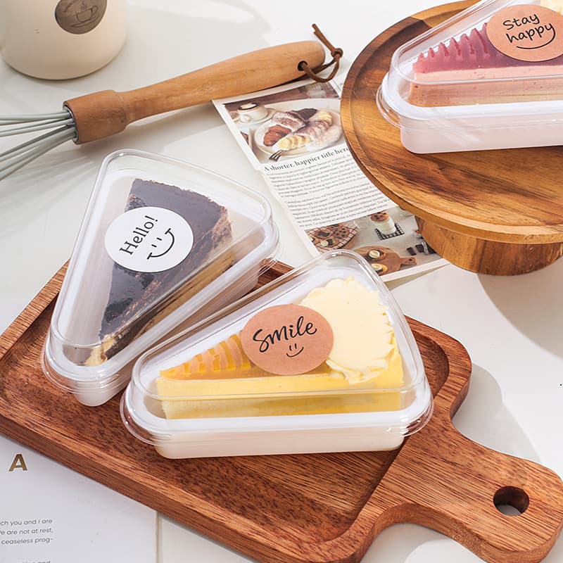 Triangular cake cut mousse packaging box 6 inches 8 inches cut corners transparent pastry baking packaging box