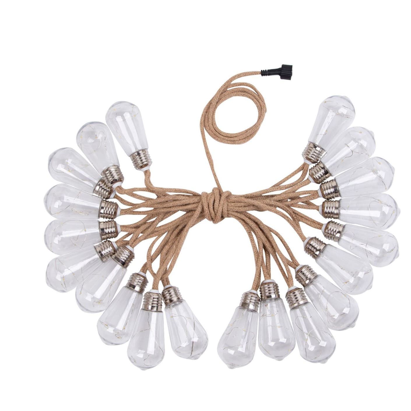 Cross-border Jute Twine Christmas Lights Christmas Decoration Lights Battery Box Bulb Lights Courtyard Outdoor Copper Wire Globe LED String Lights