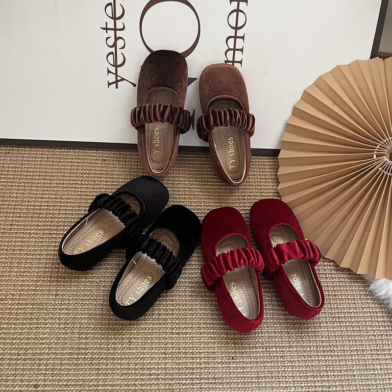 Bashara Children's Shoes, Girls' Princess Shoes, Korean Velvet Bean Bean Shoes, Fashionable and Versatile Soft-Soled Low-Cut Single Shoes