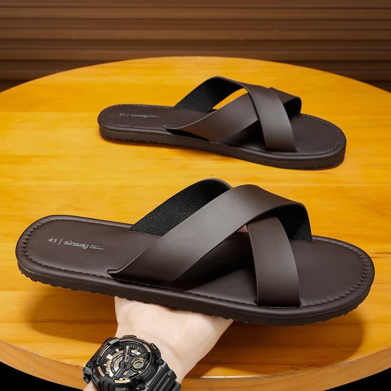 Cross-border Large Size Men's Summer Indoor Outdoor Slippers Cross Strap Youth Soft Sole Outdoor Men's Flip Flops