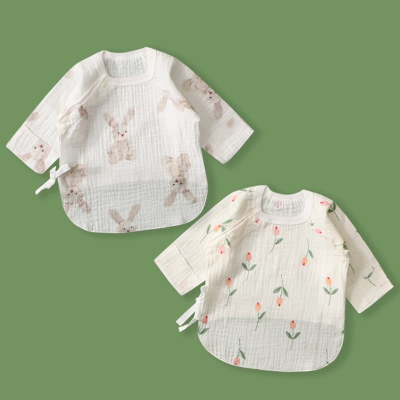Baby Summer Half Back Shirt Thin Seamless Cotton Gauze Clothing for 0-6 Months Newborn Unisex Cute Cartoon Print Soft Round Neck
