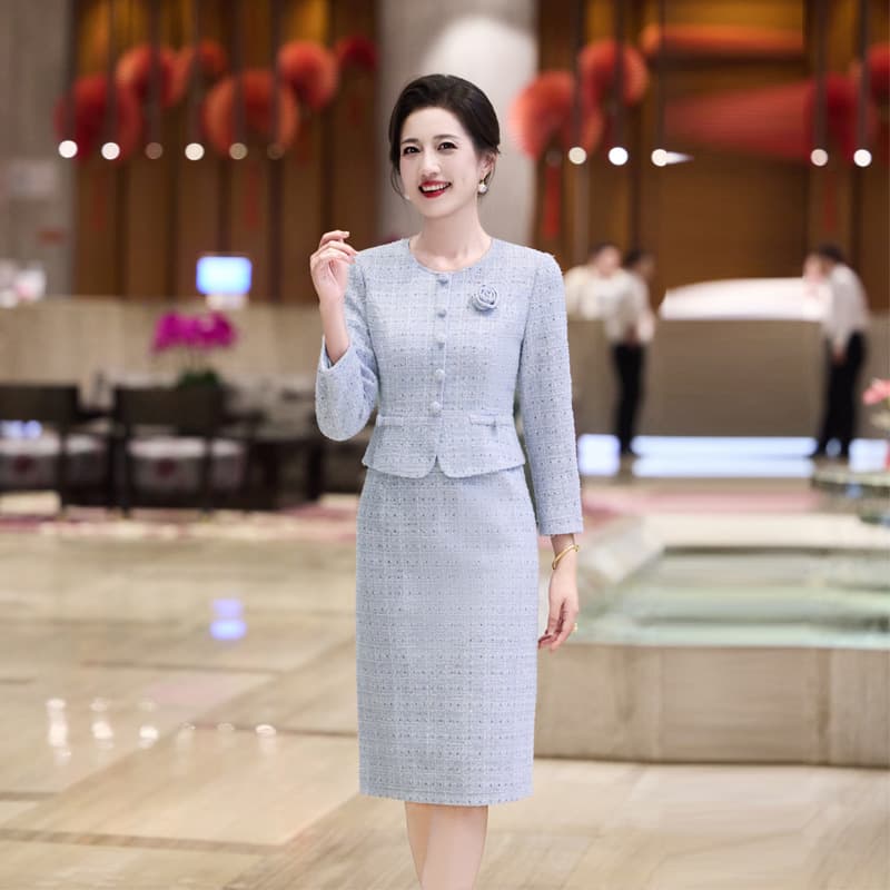 2025 Autumn New Style Dress, Little Fragrance Style with Ruffles, Wedding Banquet Mother-in-Law Dress, Drop Shipping Available