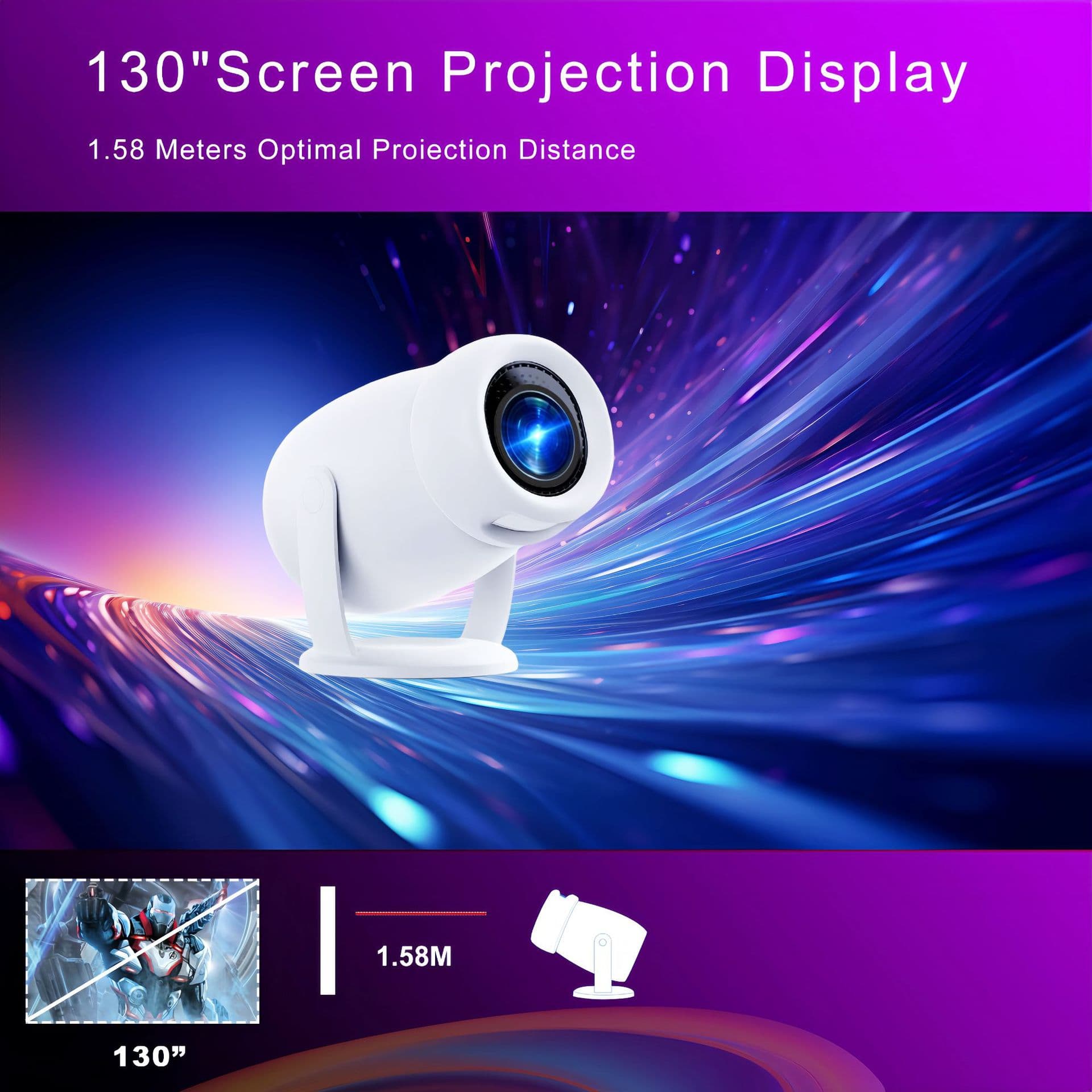 New Cross-border Y400 Projector Headphone Edition Wireless HD 720P Large Screen Android 4K WiFi 6 Portable Compact