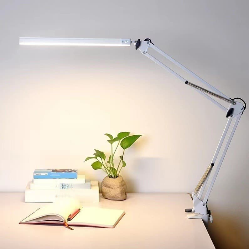 Study Eye-Protecting Reading Desk Lamp, Floor Lamp LED Foldable Dorm Computer Lighting, USB Long Arm Desktop Beauty Clip Lamp