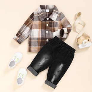 Children's Clothing Spring/Autumn New Style Baby Casual Long-Sleeve Boy Girl Shirt Kids Denim Set
