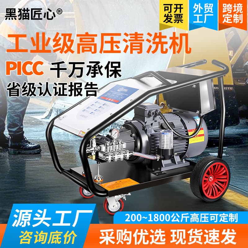 Black Cat's meticulously crafted car wash machine features an industrial-grade AR pump, ultra-high-pressure water gun, and 500kg high-pressure cleaning system for sandblasting and rust removal.