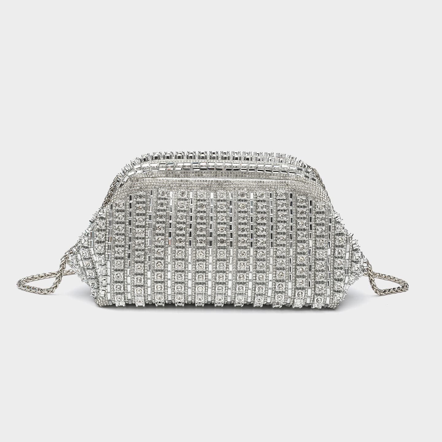 Cross-border Hot Selling Rhinestone Evening Bag Women's Fashion Clutch Cloud Bag Clip Rhinestone Chain Handbag
