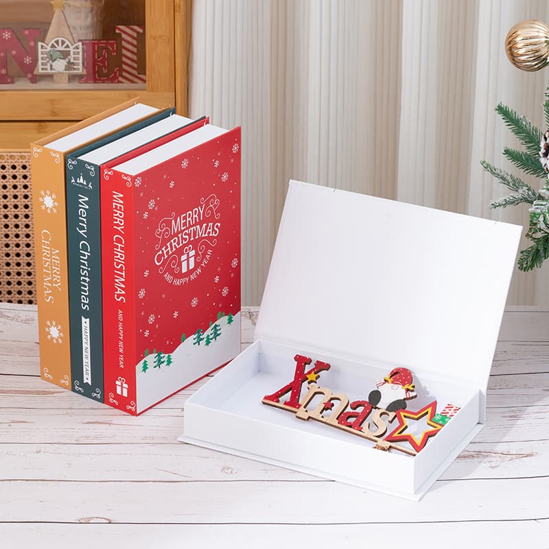 Christmas Magnetic Storage Box Snowflake Fake Book Decoration Book Wall Decor Book Desktop Decor Cross-border Simulation Book