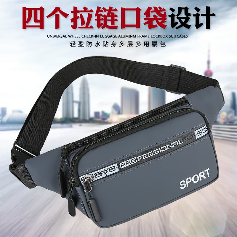 New Men's Waist Pack Casual Sports Outdoor Running Phone Bag Fashionable Water-Resistant Work Waist Bag