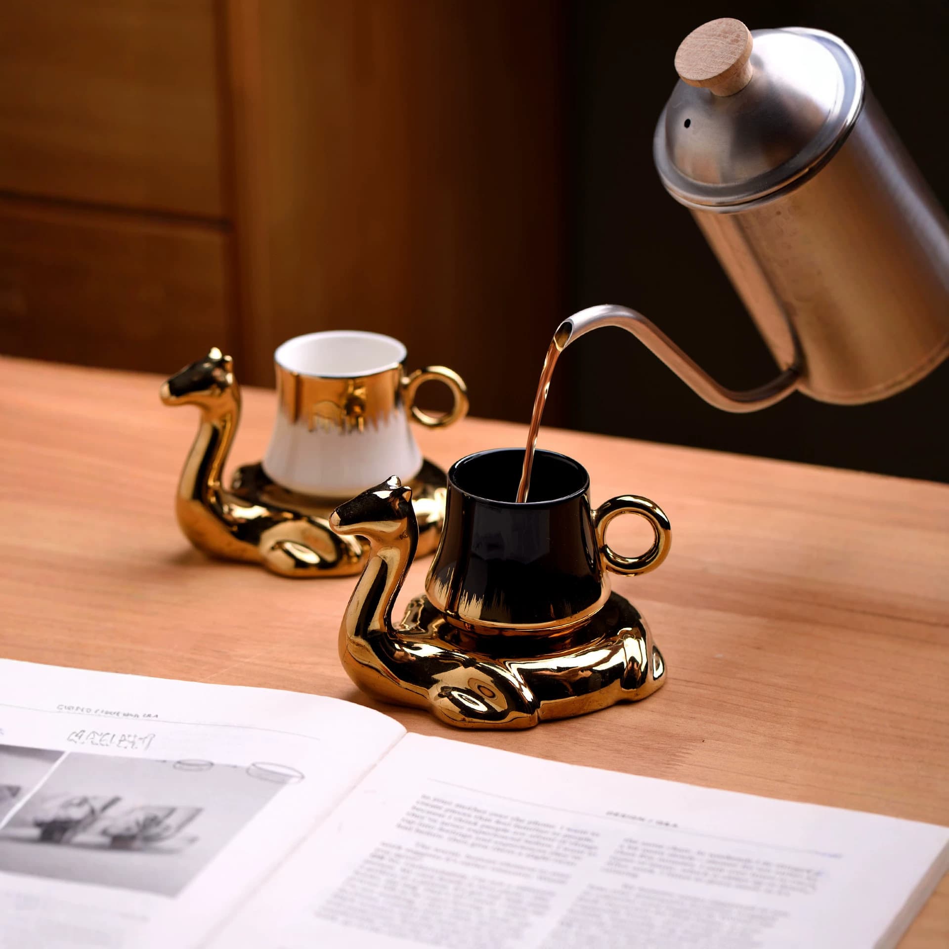 Gilded Texture High-Appeal Ceramic Cup and Saucer Set Cafe Tableware Premium Store Anniversary Gift Souvenir