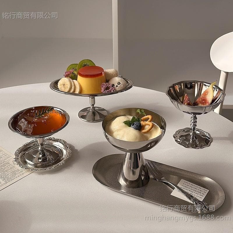 304 Stainless Steel Tall Dessert Cup Ice Cream Pudding Panna Cotta Bowl Ins-Style High-Aesthetic Trendy Ice Cream Cup