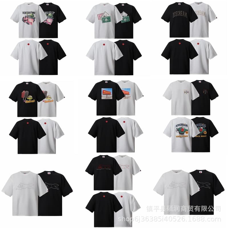 BBC American High Street Trendy Brand Ice Cream Flying Dog Print T-Shirt Casual Loose Pure Cotton Men's and Women's Short Sleeve Classic Collection