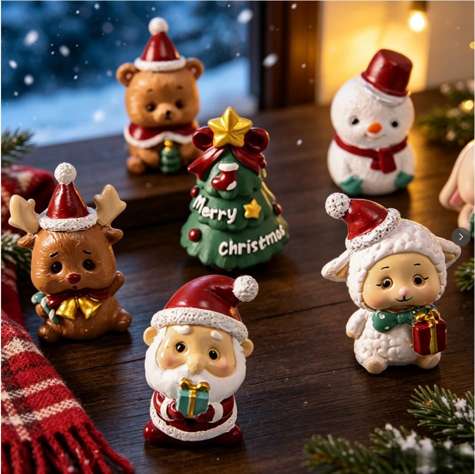 Christmas mini animal ornaments cute Santa Claus snowman desktop micro landscape decoration Christmas atmosphere arrangement
