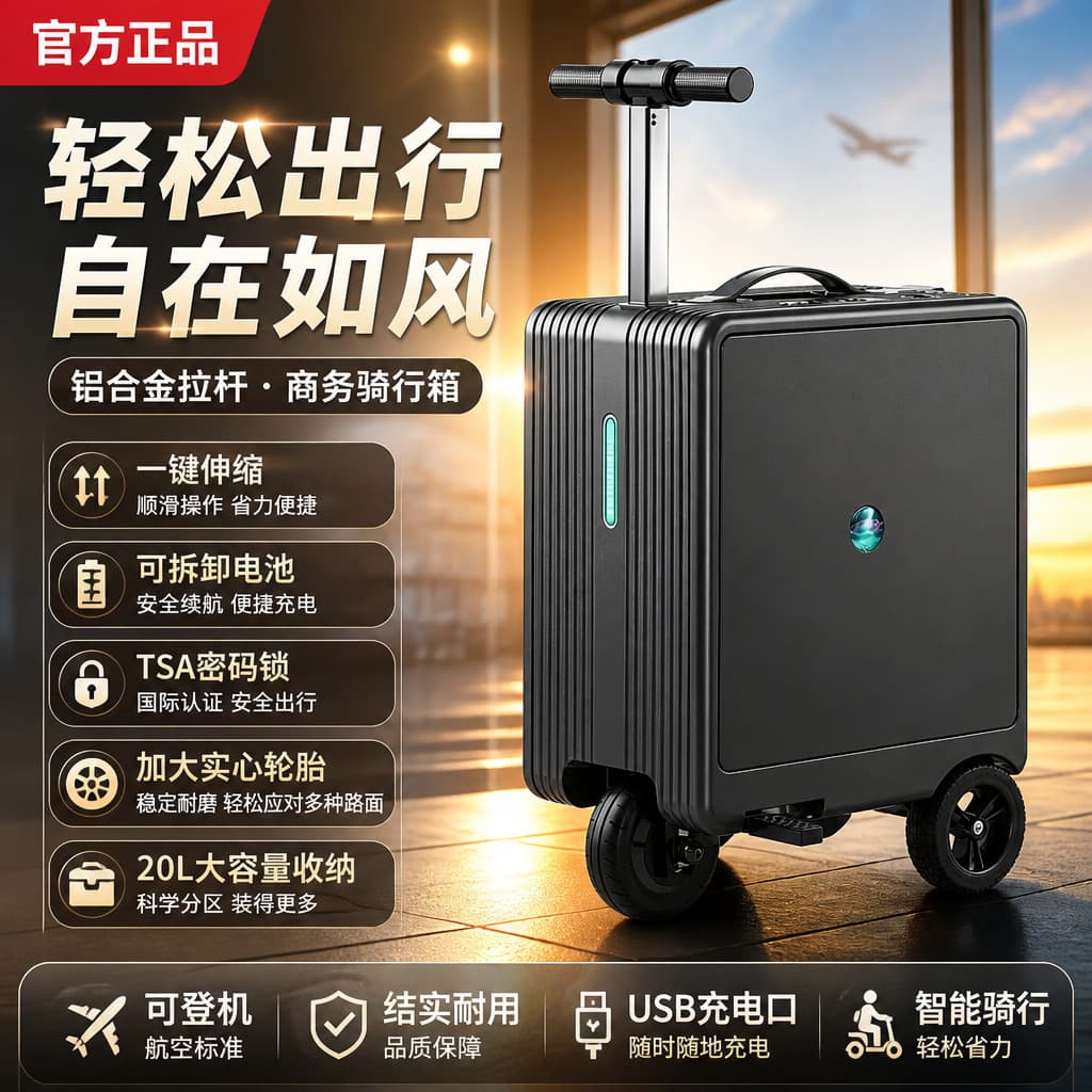 Electric Luggage Trolley Case, Women's Suitcase, 2026 Model, 20-Inch Carry-On, Check-In-Free Travel Case, Business Travel