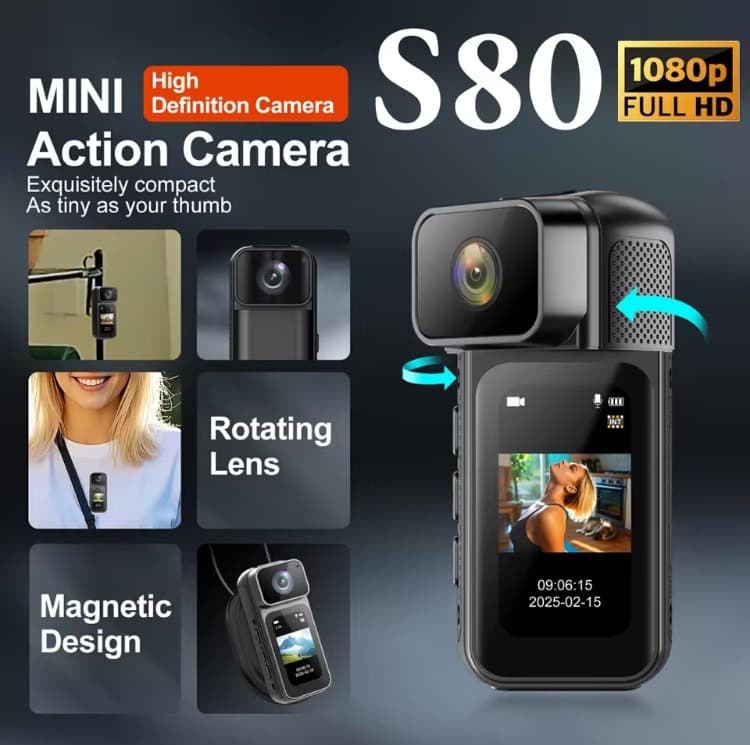 Cross-border Hot Selling S80 Camera 2K HD Rotating Camera Magnetic Mount Cycling Action Recorder