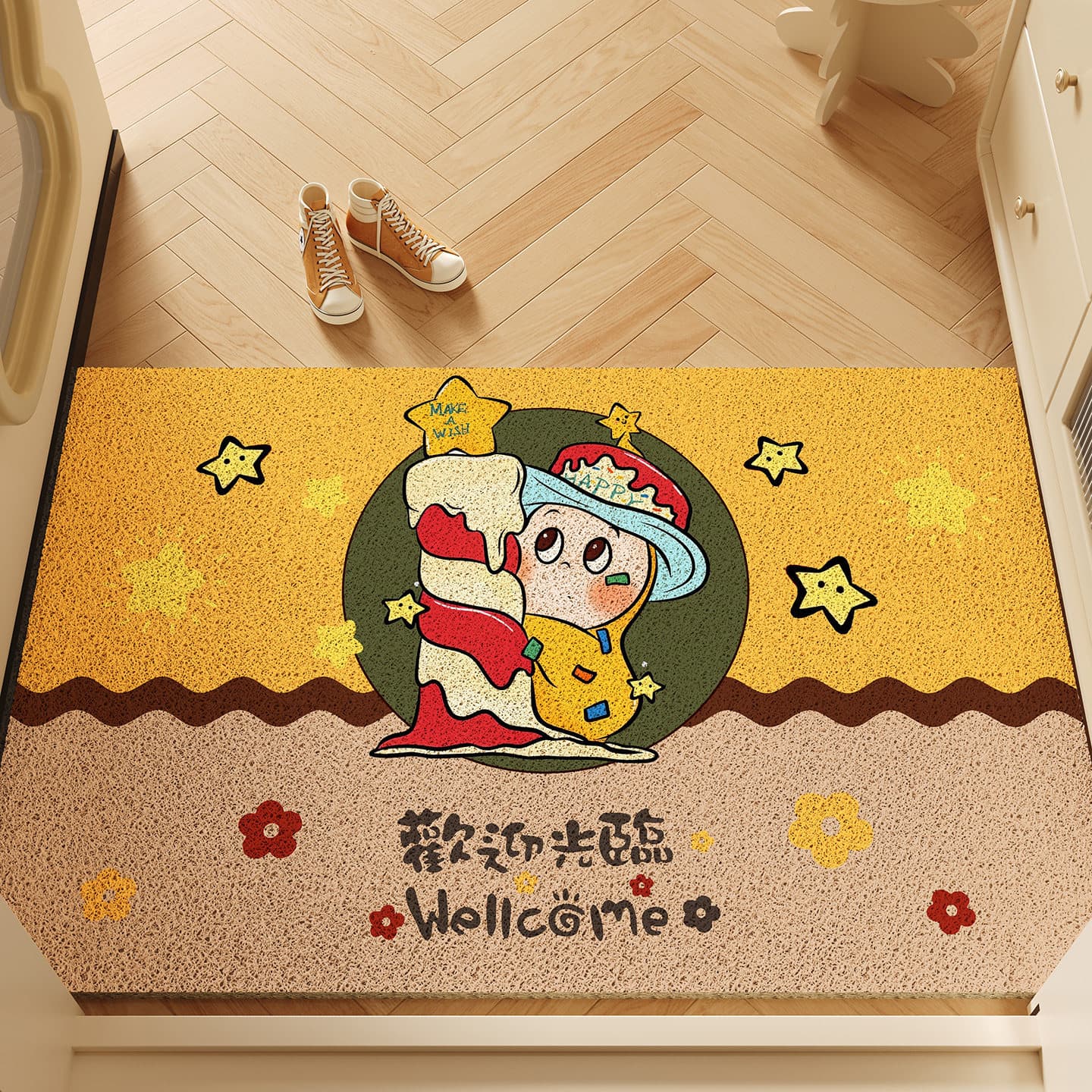 Star-Themed Entrance Mat with Thick Silk Loops, 2026 New Model, Customizable, Non-Slip, for Home and Outdoor Use